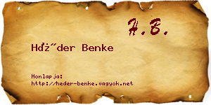 Héder Benke névjegykártya